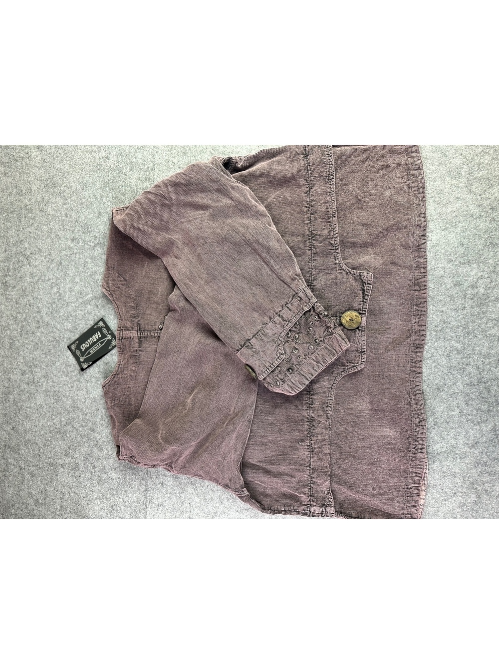 Vintage Style Embroidered Corduroy Jacket with Button Detail - Picture 14 of 15